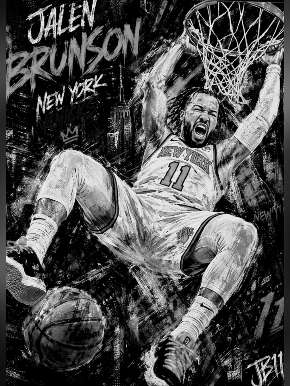 JALEN BRUNSON KNICKS 8.5x11 ULTRA GLOSSY FULL PAGE NO BORDERS CREATED ART POSTER